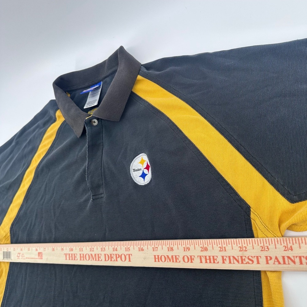 Pittsburgh Steelers Reebok Polo Shirt Mens XL Black Gold NFL PlayDry R112A - Picture 5 of 11